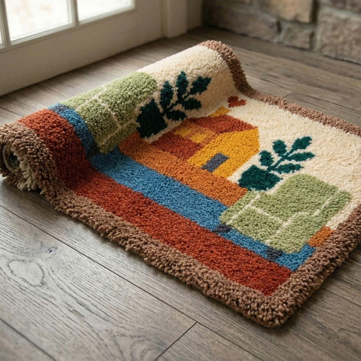 Rubbyoo Latch Hook Rug Kit - Peaceful House | Handmade Tufted Rug | Handmade Housewarming Gift  - image 3