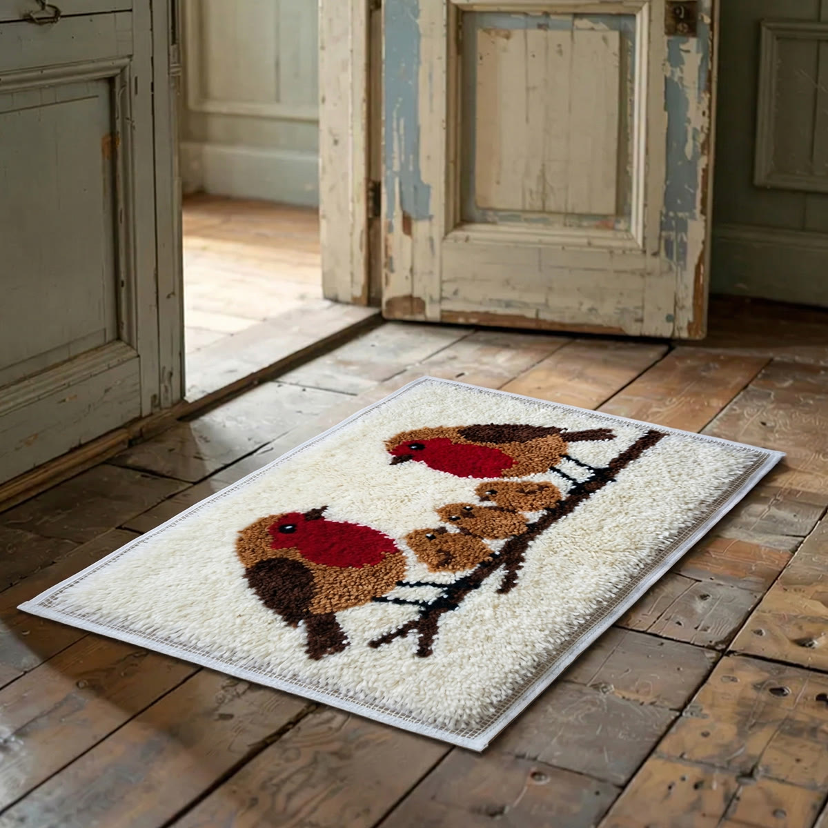 Rubbyoo Latch Hook Rug Kit - A Nestled Bird Family | Versatile Hooked Carpet | Creative Home Ornament - image 2