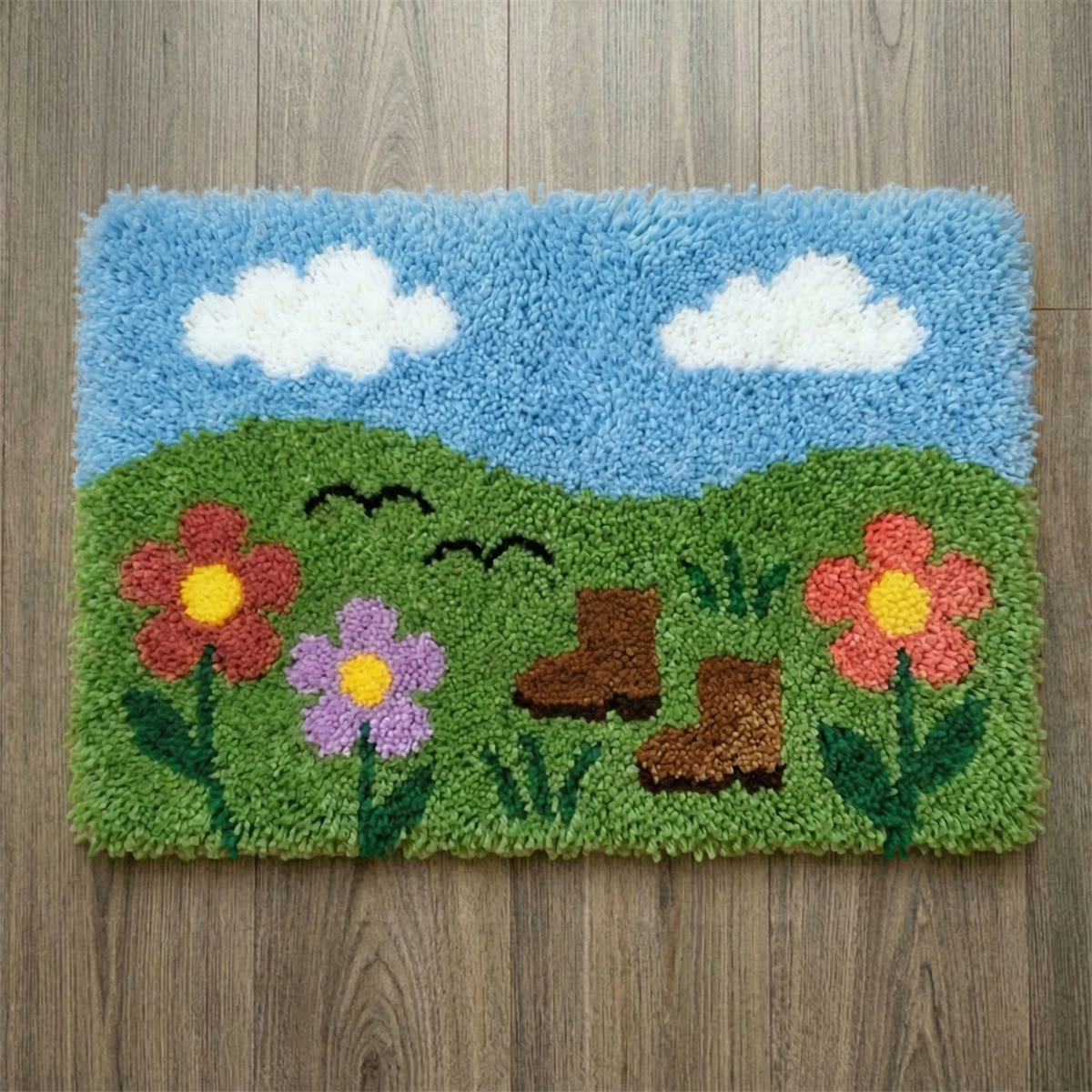 Rubbyoo Latch Hook Rug Kit - Spring Picnic | Unique Accent Rug | Perfect Gift For Mom  - 75×50cm - image 1