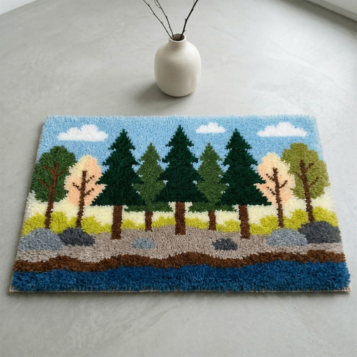 Rubbyoo Latch Hook Rug Kit - Forest View | Handmade Landscape Craft | Creative Nursery Mat - image 6