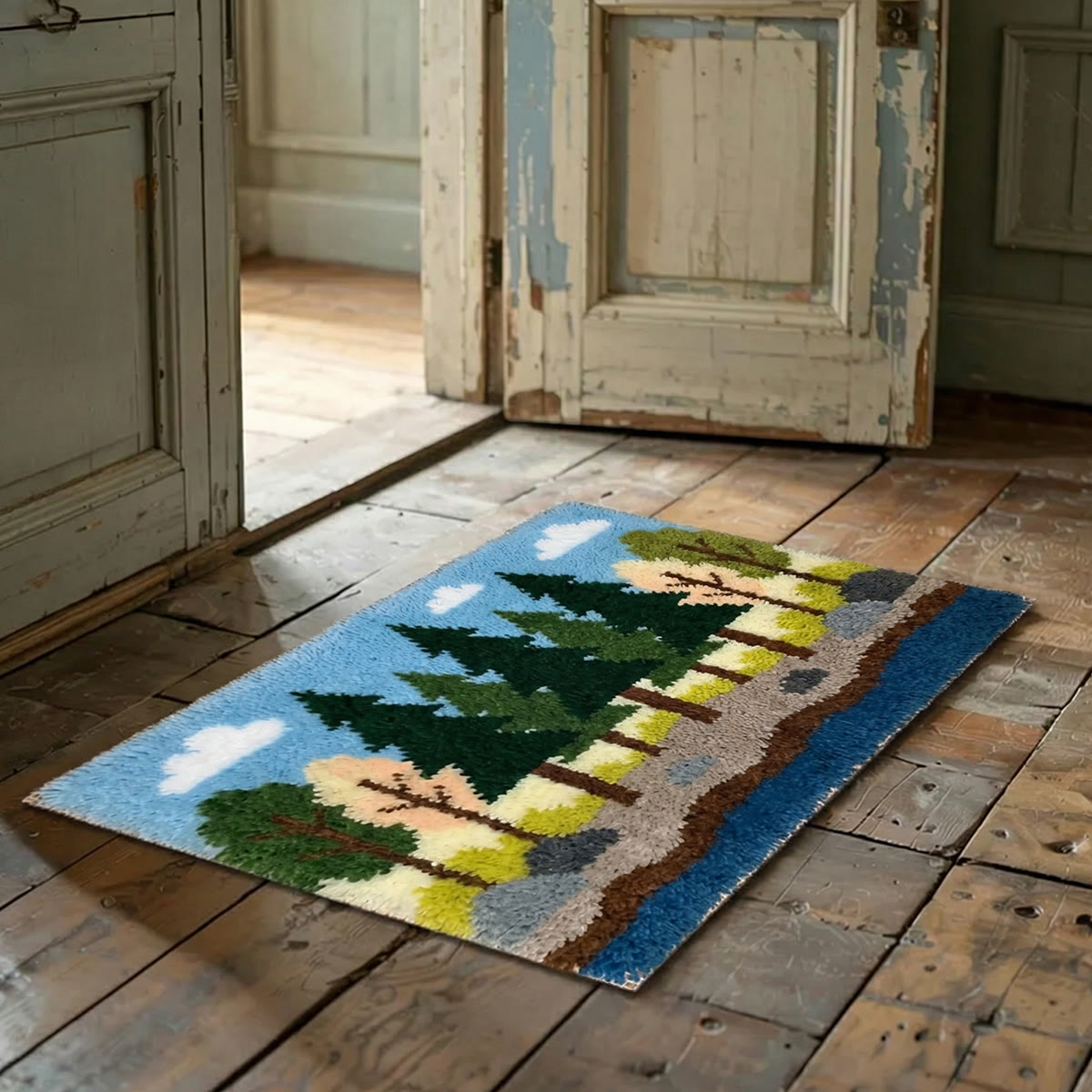 Rubbyoo Latch Hook Rug Kit - Forest View | Handmade Landscape Craft | Creative Nursery Mat - image 2