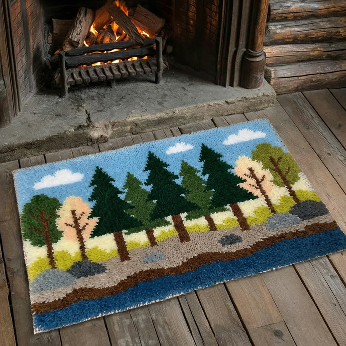 Rubbyoo Latch Hook Rug Kit - Forest View | Handmade Landscape Craft | Creative Nursery Mat - image 3