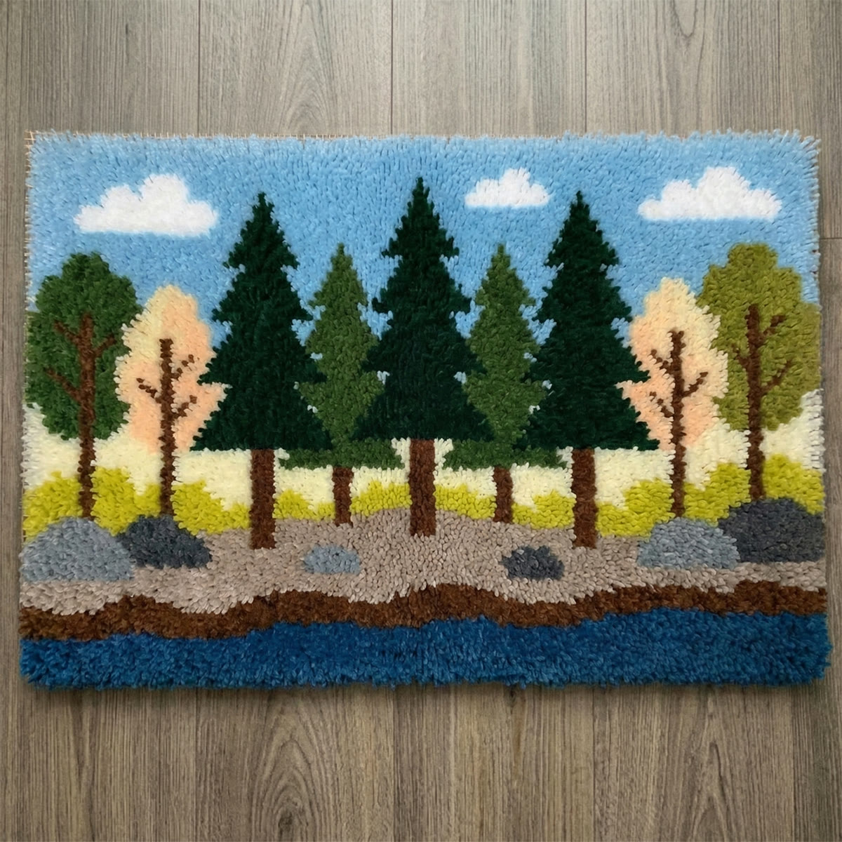 Rubbyoo Latch Hook Rug Kit - Forest View | Handmade Landscape Craft | Creative Nursery Mat - 75×50cm - image 1