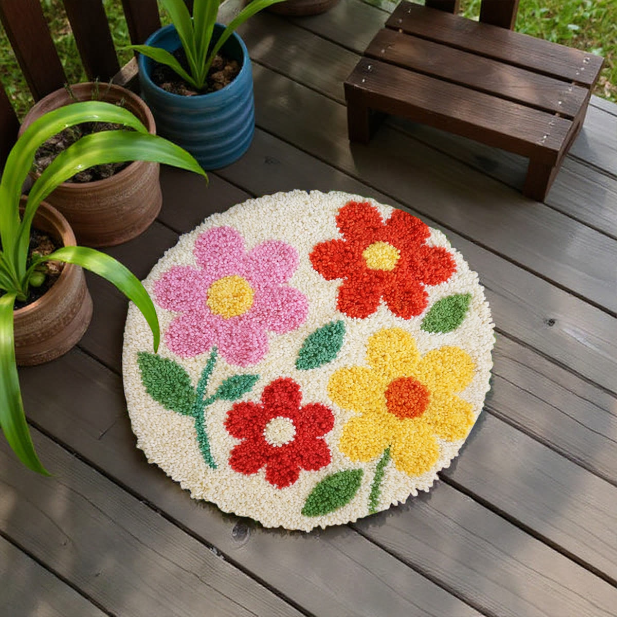 Rubbyoo Latch Hook Rug Kit - Colorful Flowers | Botanical Accent Rug | Diy Gift For Her - image 3