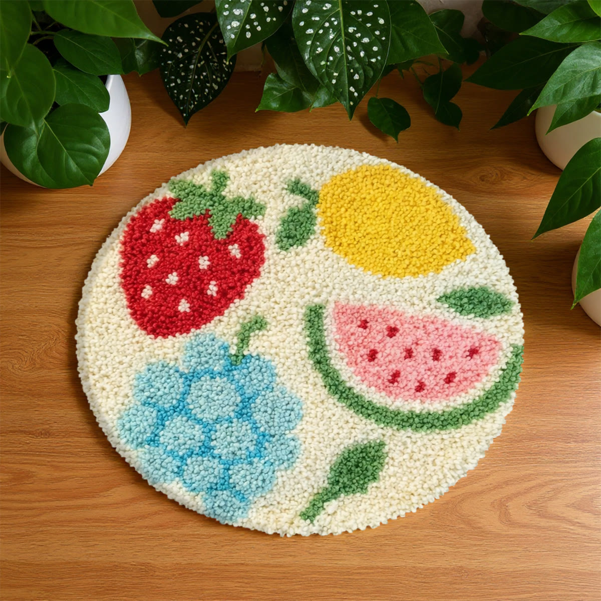 Rubbyoo Latch Hook Rug Kit - Ripe Fruit | Handmade Art For Beginners | Suitable For Home Decoration - 48×48cm - image 1