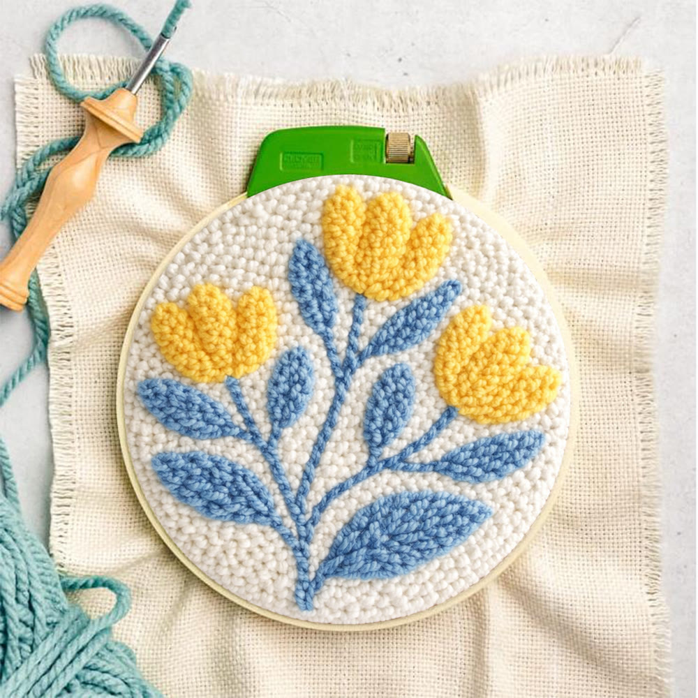 Yellow Flower Punch Needle Kit - Diy Art Craft |  Aesthetic Yarn Ornament - image 5