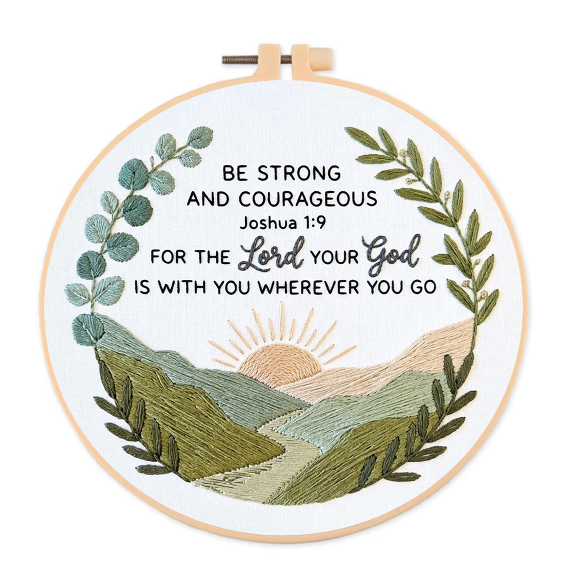 Rubbyoo Embroidery Kit - Be Strong And Courageous | Bible Joshua 1:9 | Perfect Handicraft For Christian  - 20*20cm - image 1
