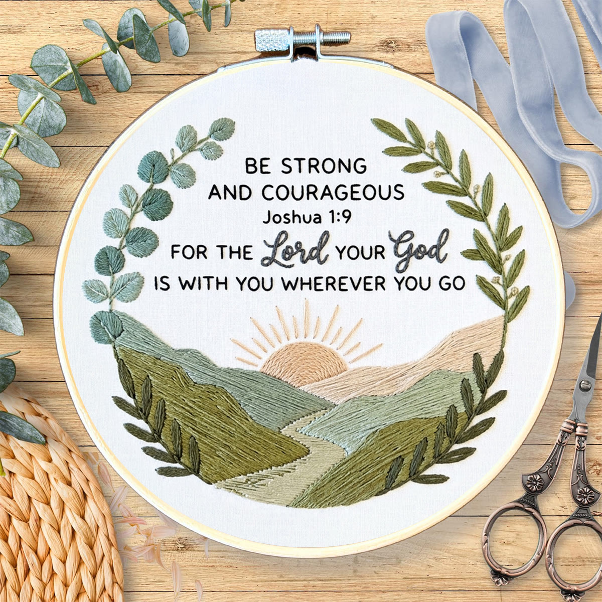 Rubbyoo Embroidery Kit - Be Strong And Courageous | Bible Joshua 1:9 | Perfect Handicraft For Christian  - image 7