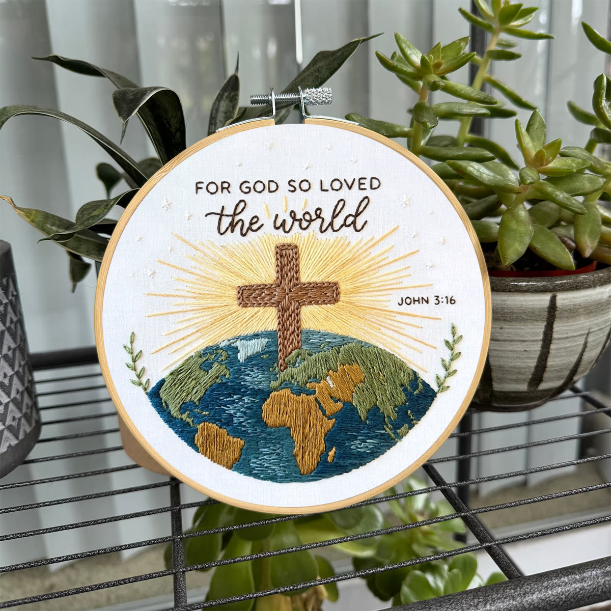 Rubbyoo Embroidery Kit - For God So Loved The World | Bible John 3:16 | Christian Devotional Gift - image 4
