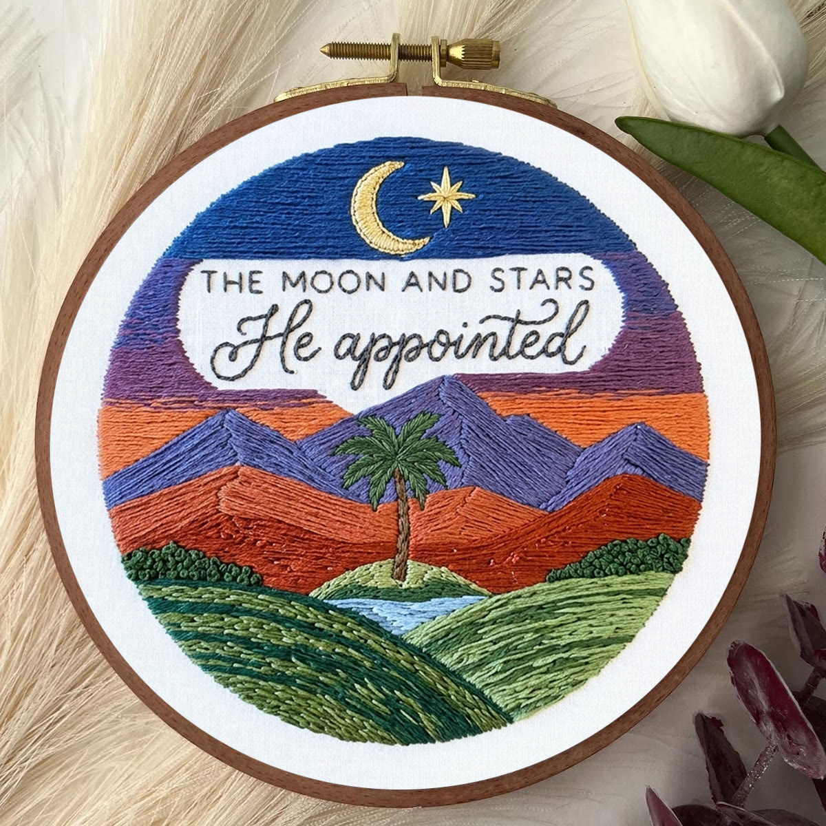 Rubbyoo Embroidery Kit - God Created The Lights Of The Sky | Genesis 1:16 | Christian Wall Art  - image 3