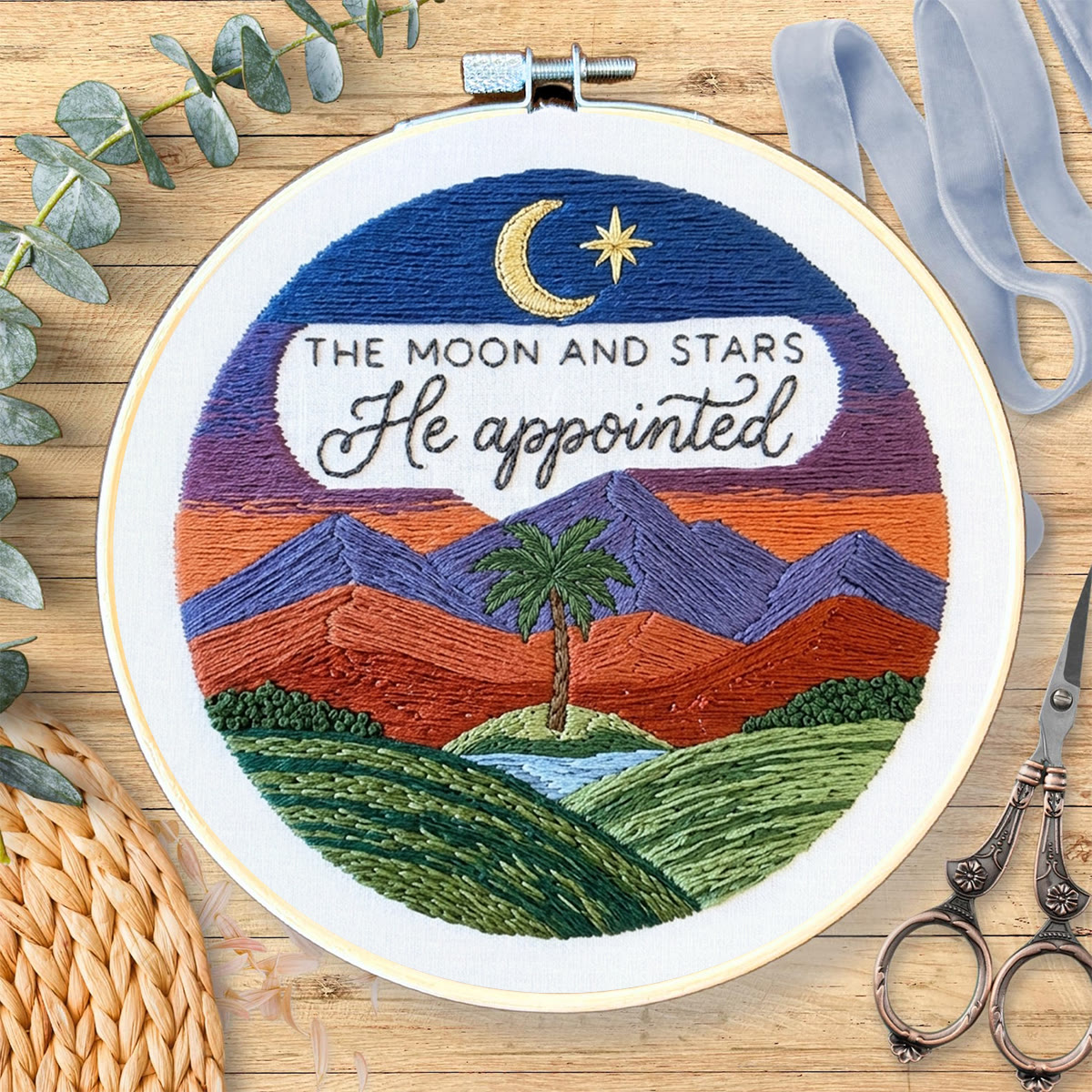 Rubbyoo Embroidery Kit - God Created The Lights Of The Sky | Genesis 1:16 | Christian Wall Art  - image 4