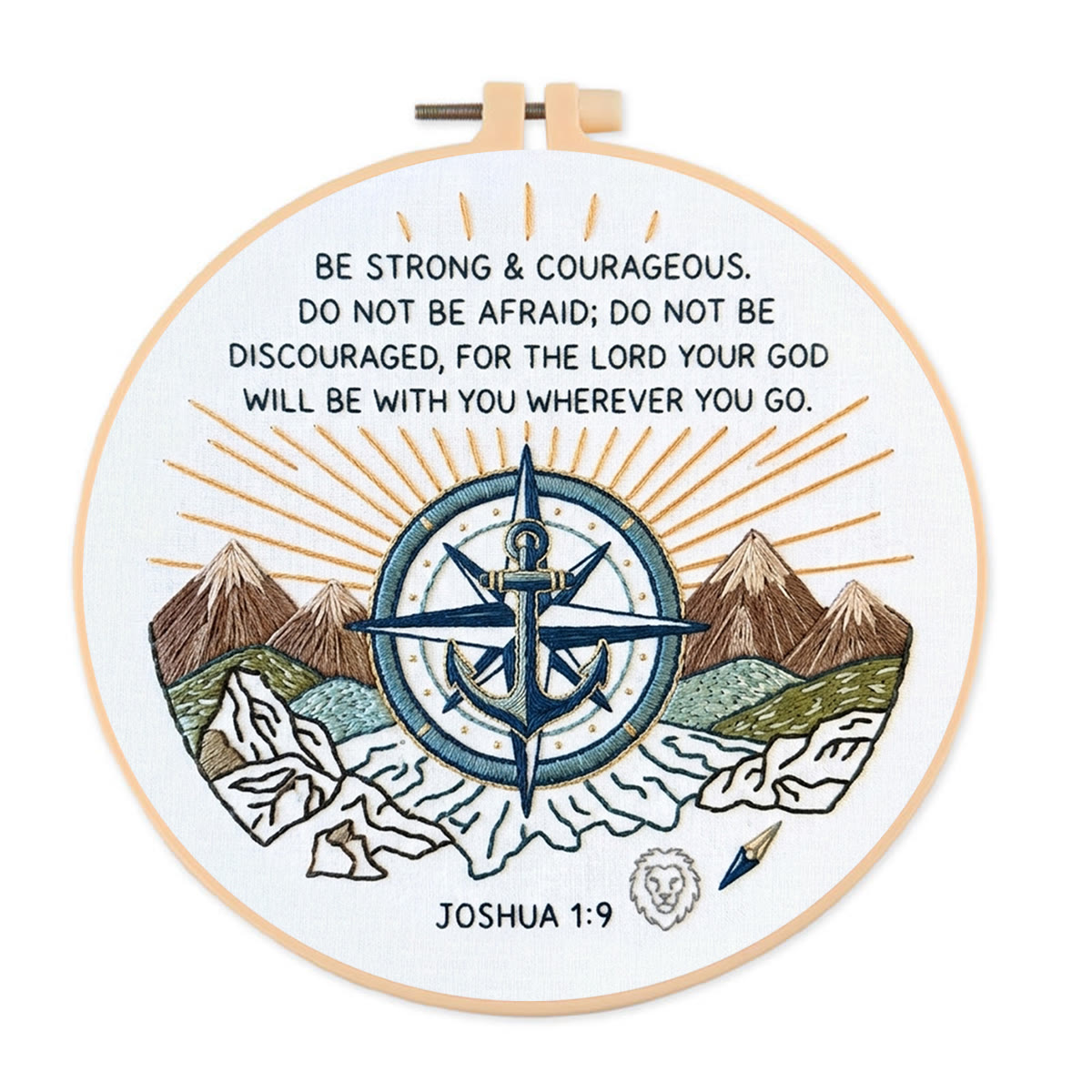 Rubbyoo Embroidery Kit - Be Strong And Courageous | Christian Inspirational Quotes | Diy Wall Hanging Art   - 20*20cm - image 1