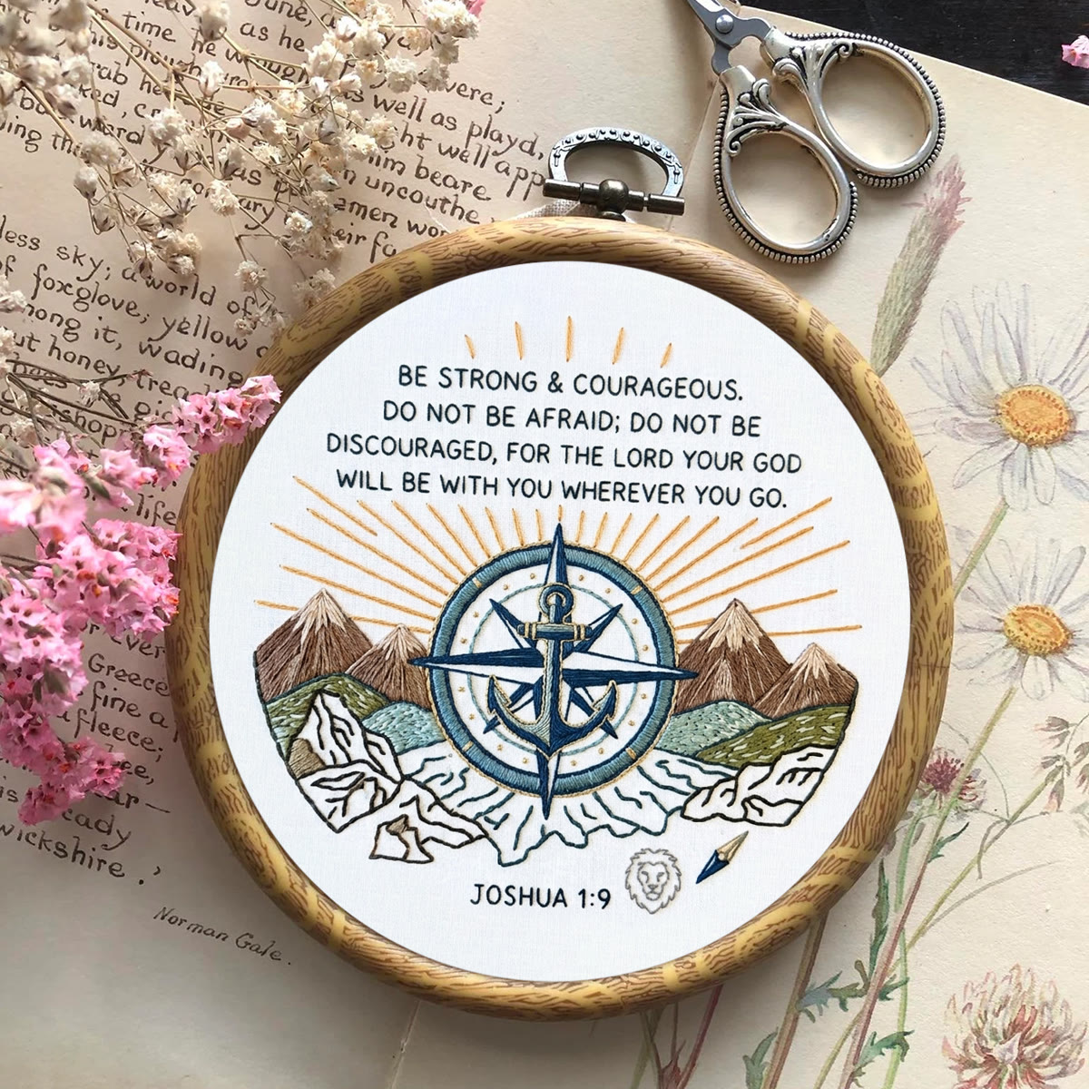 Rubbyoo Embroidery Kit - Be Strong And Courageous | Christian Inspirational Quotes | Diy Wall Hanging Art   - image 4