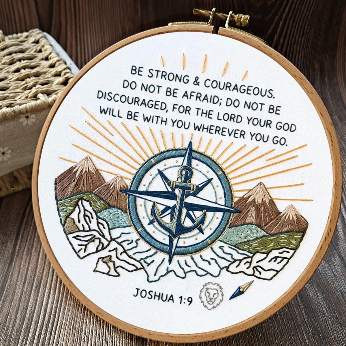 Rubbyoo Embroidery Kit - Be Strong And Courageous | Christian Inspirational Quotes | Diy Wall Hanging Art   - image 3