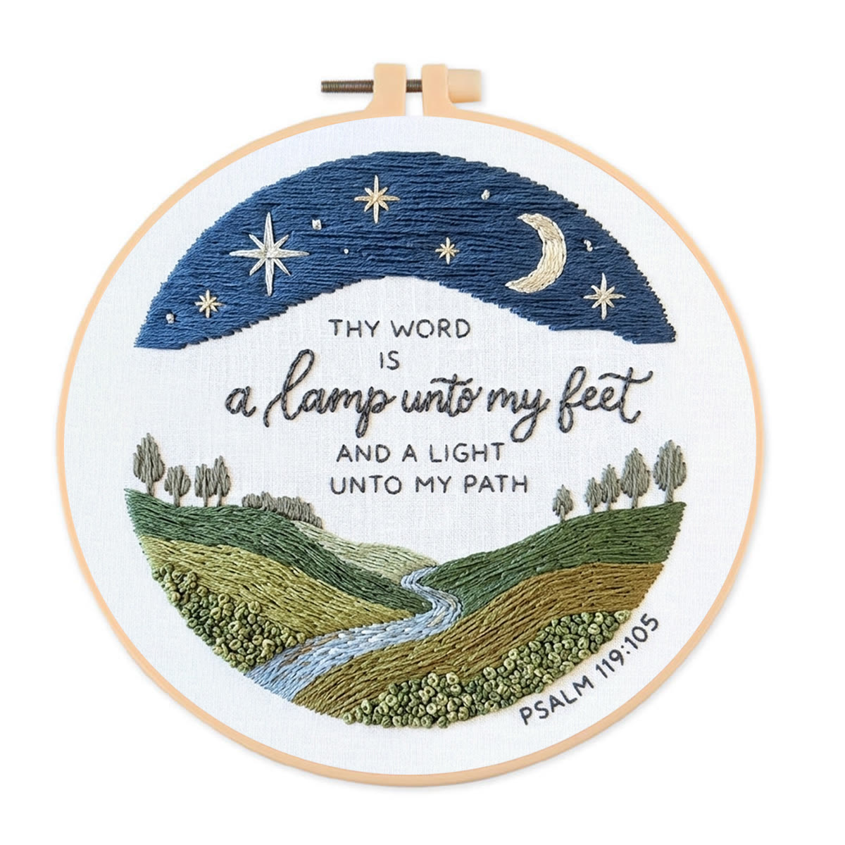 Rubbyoo Embroidery Kit - God's Word Lights My Path | Bible Psalm 119:105 | Devotional Room Decor  - 20*20cm - image 1