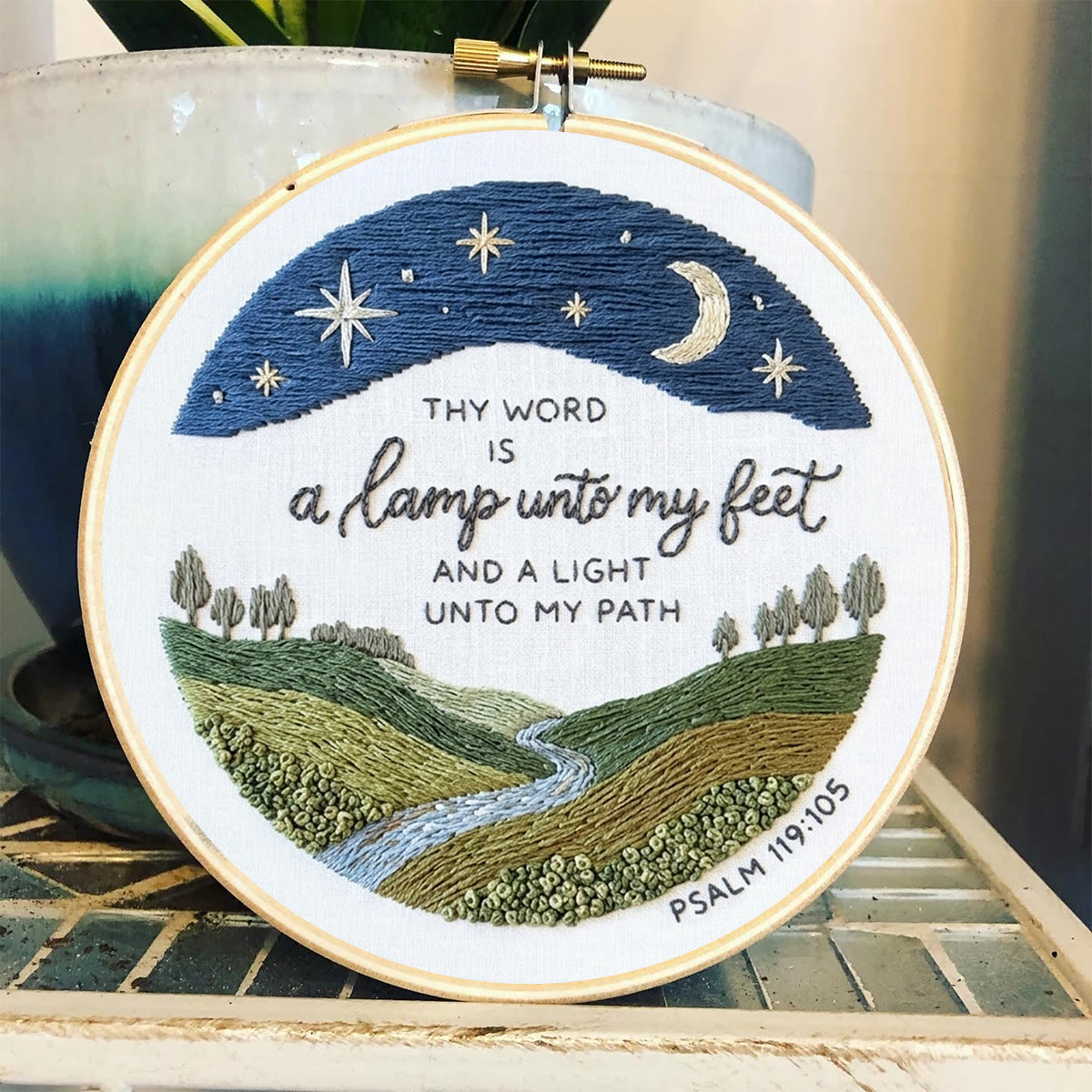 Rubbyoo Embroidery Kit - God's Word Lights My Path | Bible Psalm 119:105 | Devotional Room Decor  - image 2