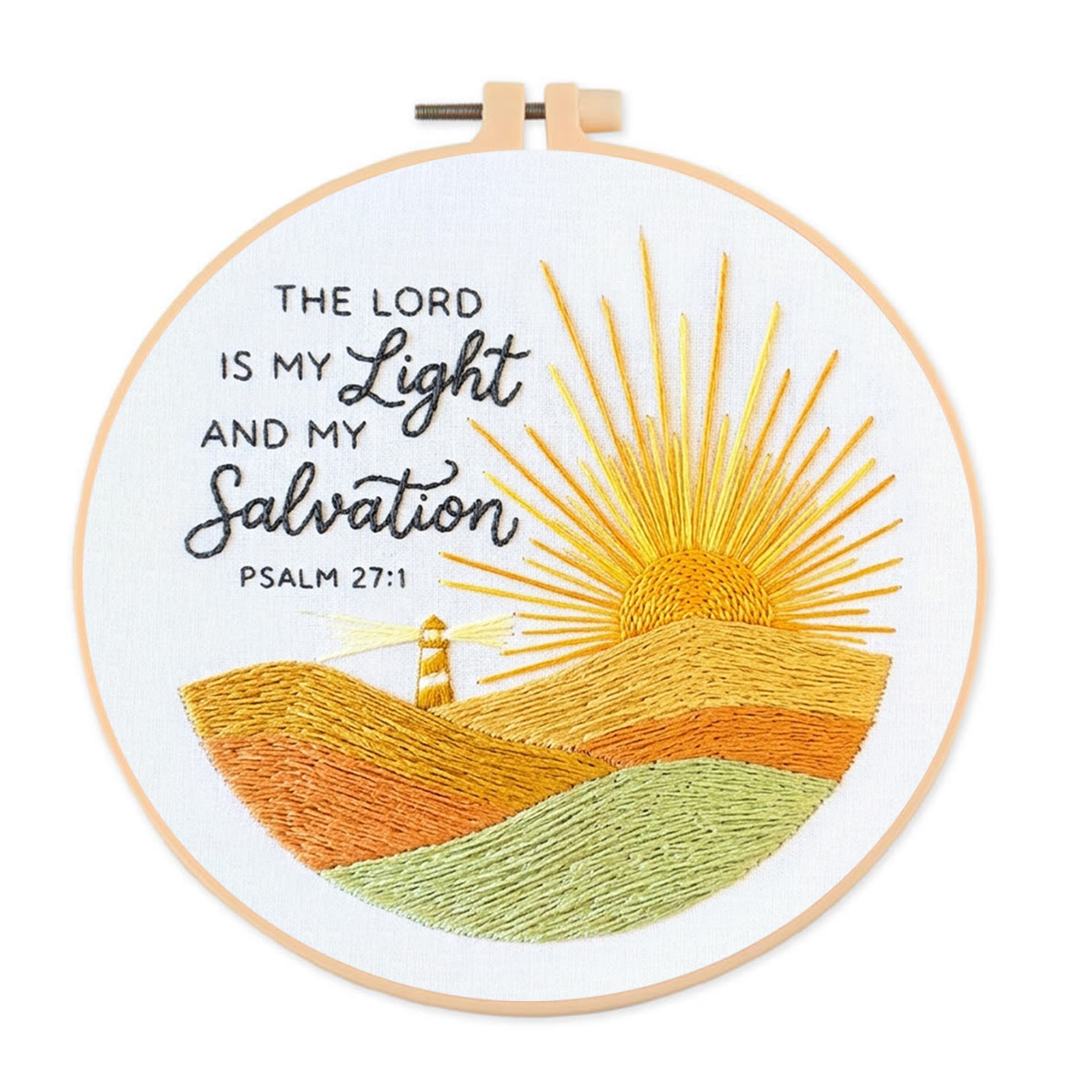 Rubbyoo Embroidery Kit - The Lord Is My Light & Salvation | Religious Stitch Pattern | Christian Decorative Art - 20*20cm - image 1