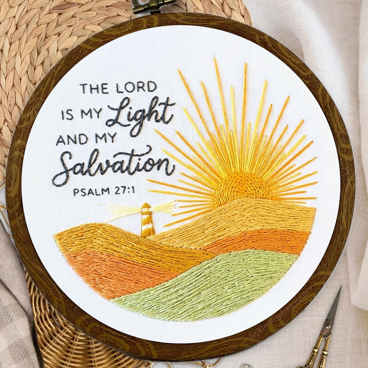 Rubbyoo Embroidery Kit - The Lord Is My Light & Salvation | Religious Stitch Pattern | Christian Decorative Art - image 3