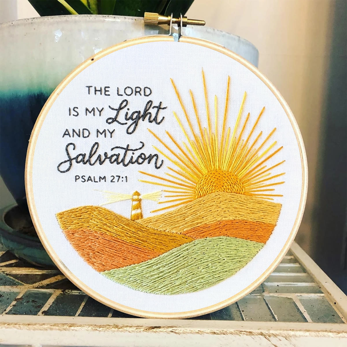 Rubbyoo Embroidery Kit - The Lord Is My Light & Salvation | Religious Stitch Pattern | Christian Decorative Art - image 2