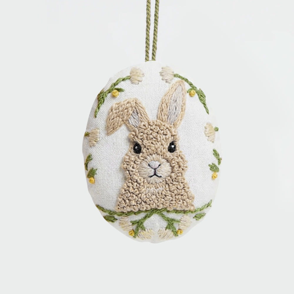 Rubbyoo Easter Egg Embroidery Kit - Cute Bunny | Animal Hanging Decor | Creative Design For Beginners - 4 inches hoop kit - image 2