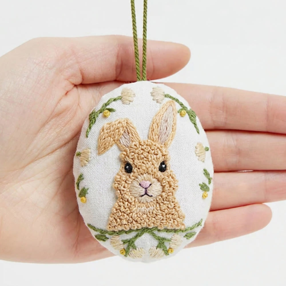 Rubbyoo Easter Egg Embroidery Kit - Cute Bunny | Animal Hanging Decor | Creative Design For Beginners - image 1