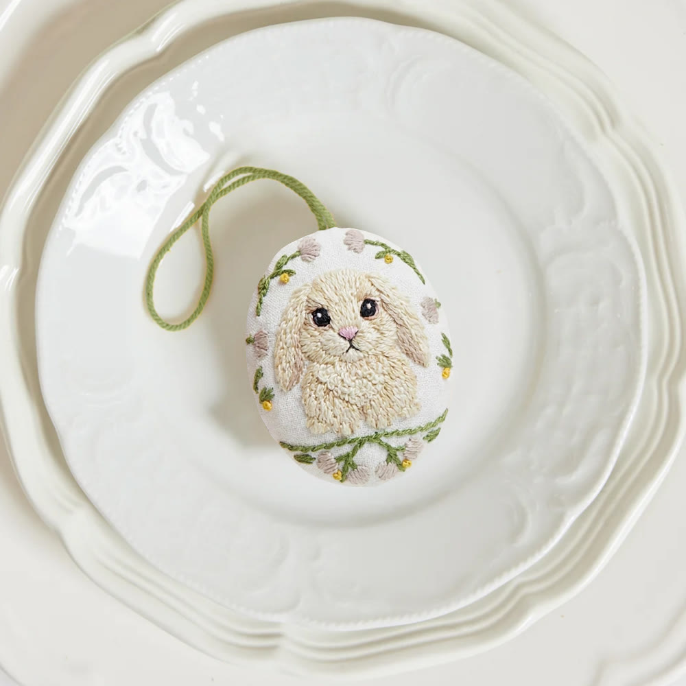 Rubbyoo Easter Egg Embroidery Kit - Fluffy Rabbit | Handmade Easter Craft | Perfect For Home Ornament - image 3