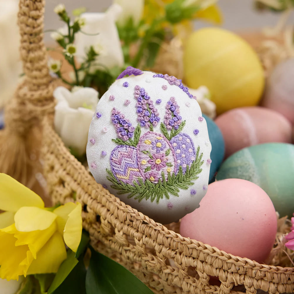 Rubbyoo Easter Egg Embroidery Kit - Lavender With Easter Eggs | Easy Craft For Beginners | Unique Gift For Her - image 2