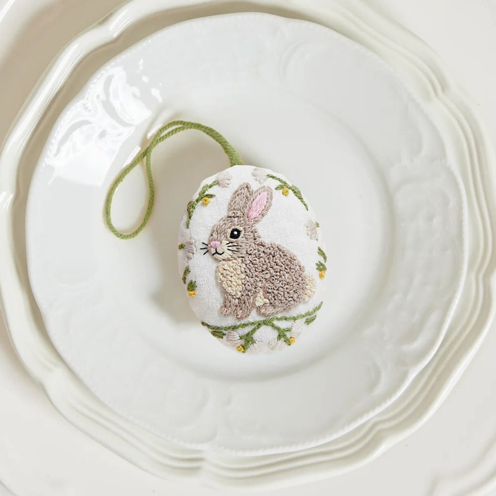 Rubbyoo Easter Egg Embroidery Kit - Adorable Rabbit | Creative Needle Artwork | Easter Backpack Charm - image 3