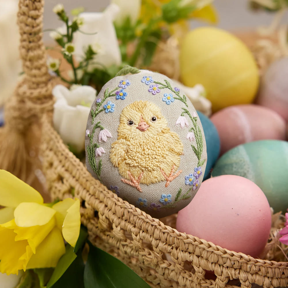Rubbyoo Easter Egg Embroidery Kit - Spring Chick | Adorable Sewing Design | Holiday Home Ornaments - image 2