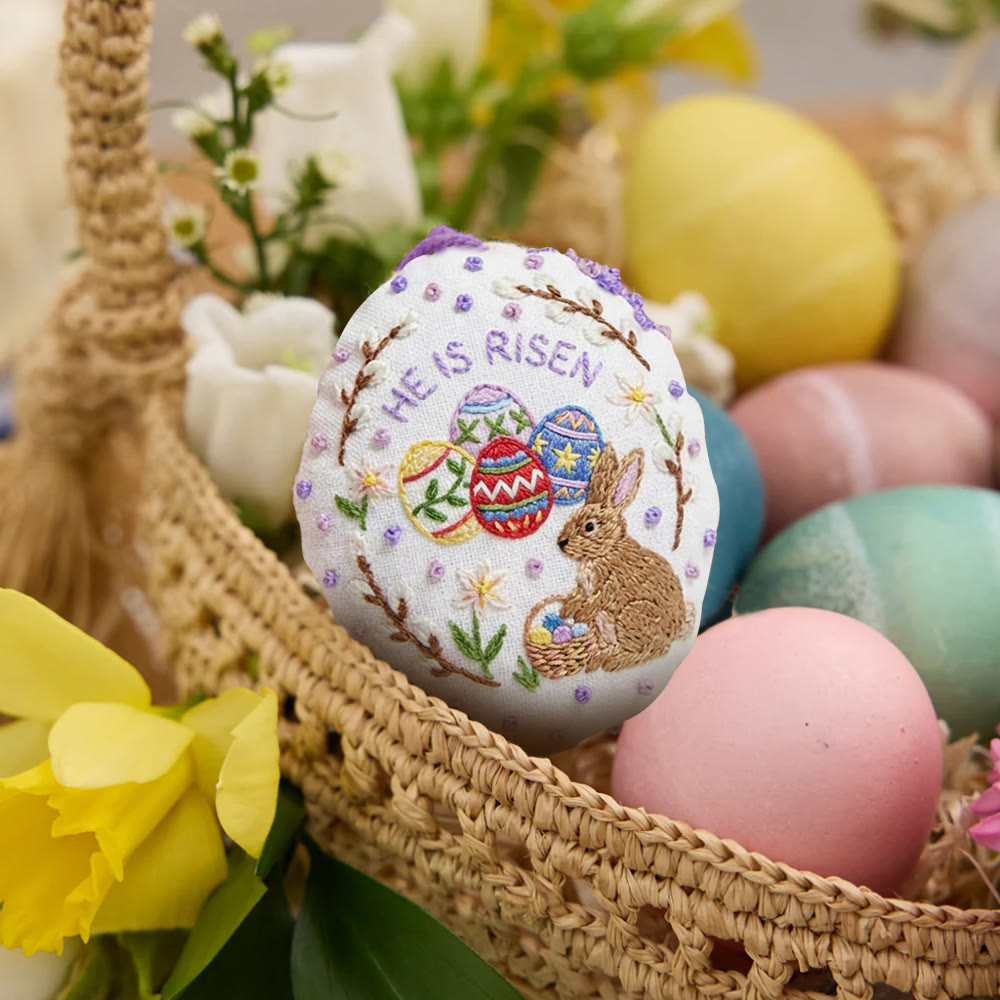 Rubbyoo Easter Egg Embroidery Kit - He Is Risen | Christian Wall Hanging Art | Religious Easter Craft - image 2