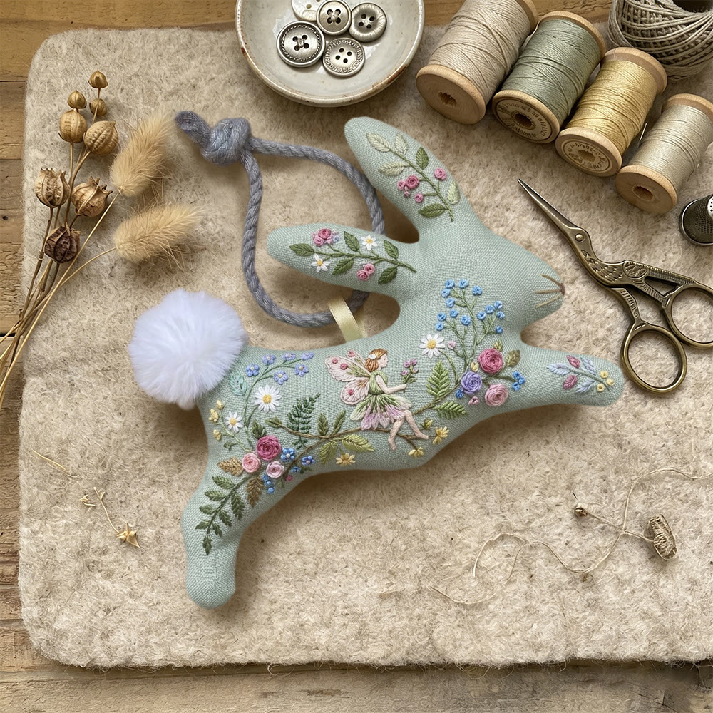 Rubbyoo Rabbit Embroidery Kit - Flower Fairy | Whimsical Gift For Girls | Nursery Decor Bunny - image 3