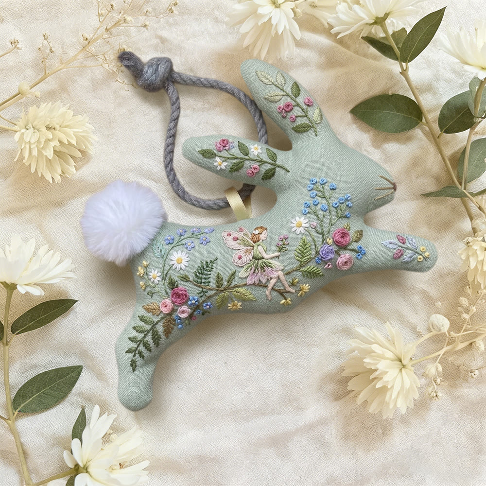 Rubbyoo Rabbit Embroidery Kit - Flower Fairy | Whimsical Gift For Girls | Nursery Decor Bunny - image 4
