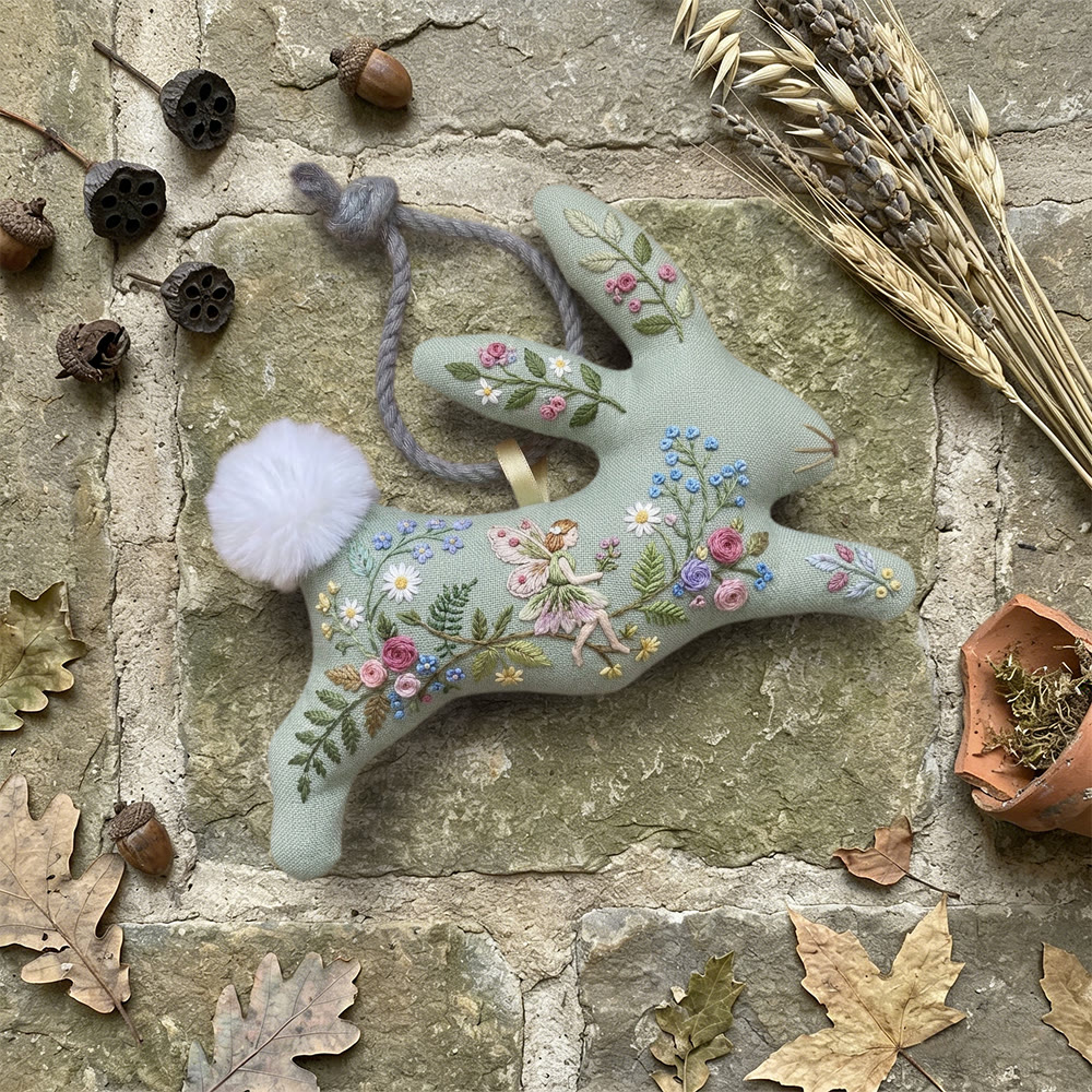 Rubbyoo Rabbit Embroidery Kit - Flower Fairy | Whimsical Gift For Girls | Nursery Decor Bunny - image 5