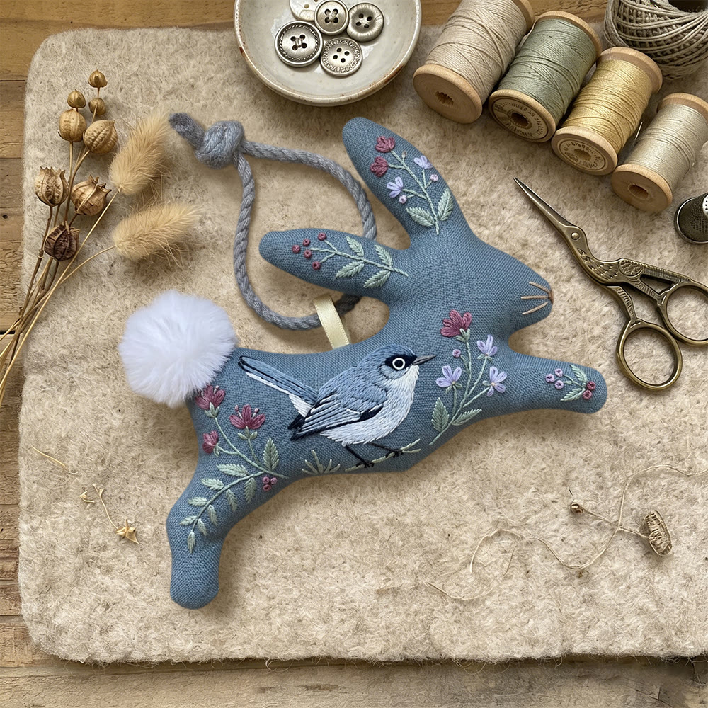 Rubbyoo Rabbit Embroidery Kit - Blue Bird Embroidery | Happy Gift For Mom | Diy Handcrafted Ornament - image 5