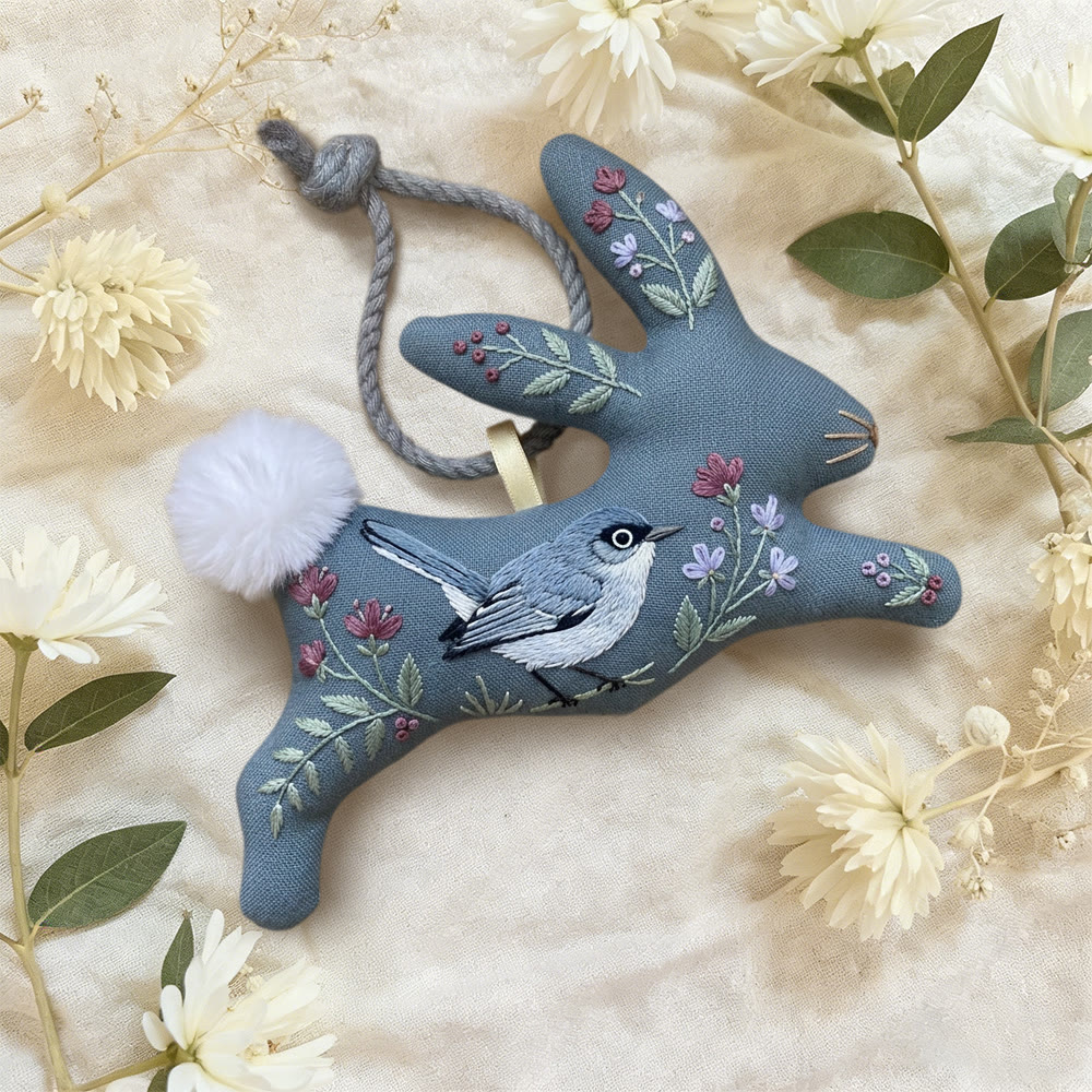 Rubbyoo Rabbit Embroidery Kit - Blue Bird Embroidery | Happy Gift For Mom | Diy Handcrafted Ornament - image 4