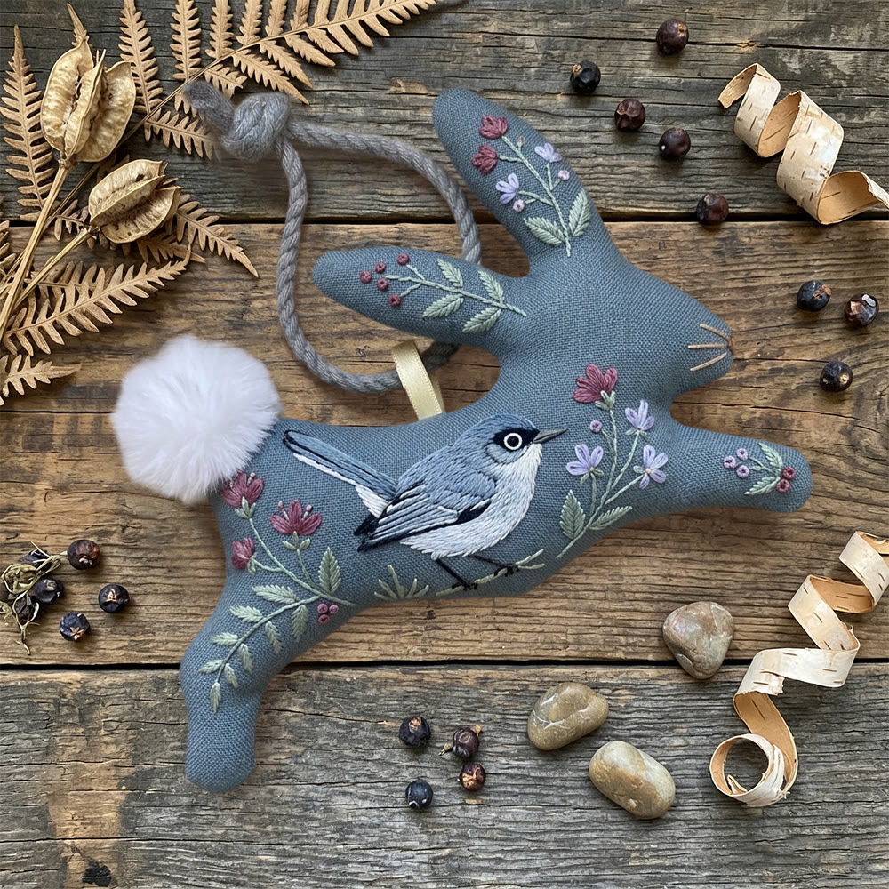 Rubbyoo Rabbit Embroidery Kit - Blue Bird Embroidery | Happy Gift For Mom | Diy Handcrafted Ornament - image 3