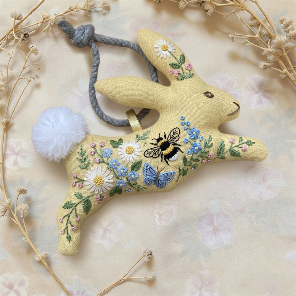 Rubbyoo Rabbit Embroidery Kit - Bee And Butterfly Floral | Mother's Day Gift | Bright Spring Home Decor - image 2