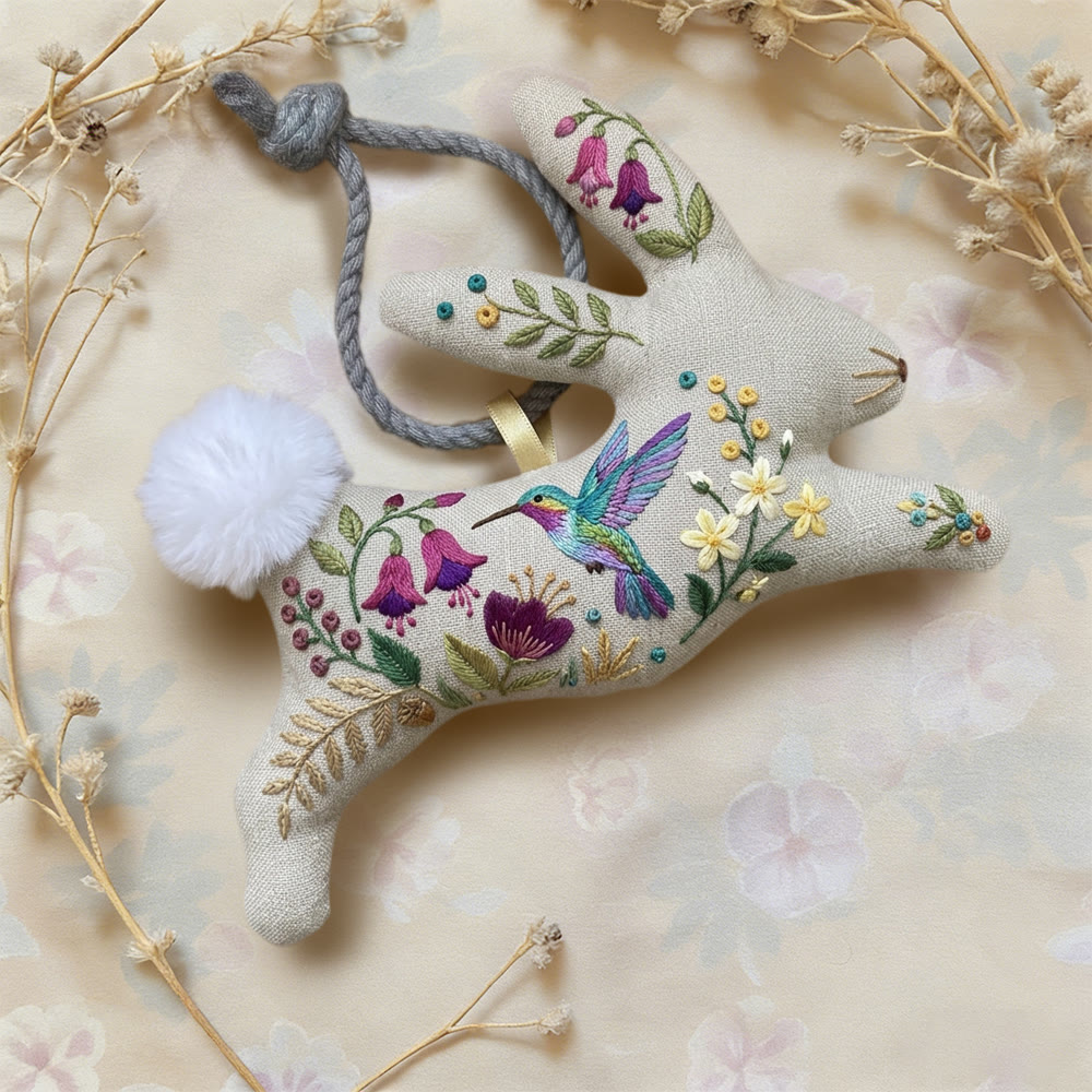 Rubbyoo Rabbit Embroidery Kit - Colorful Hummingbird | Handmade Bunny Gift | Cottagecore Garden Hanging Decor - image 2