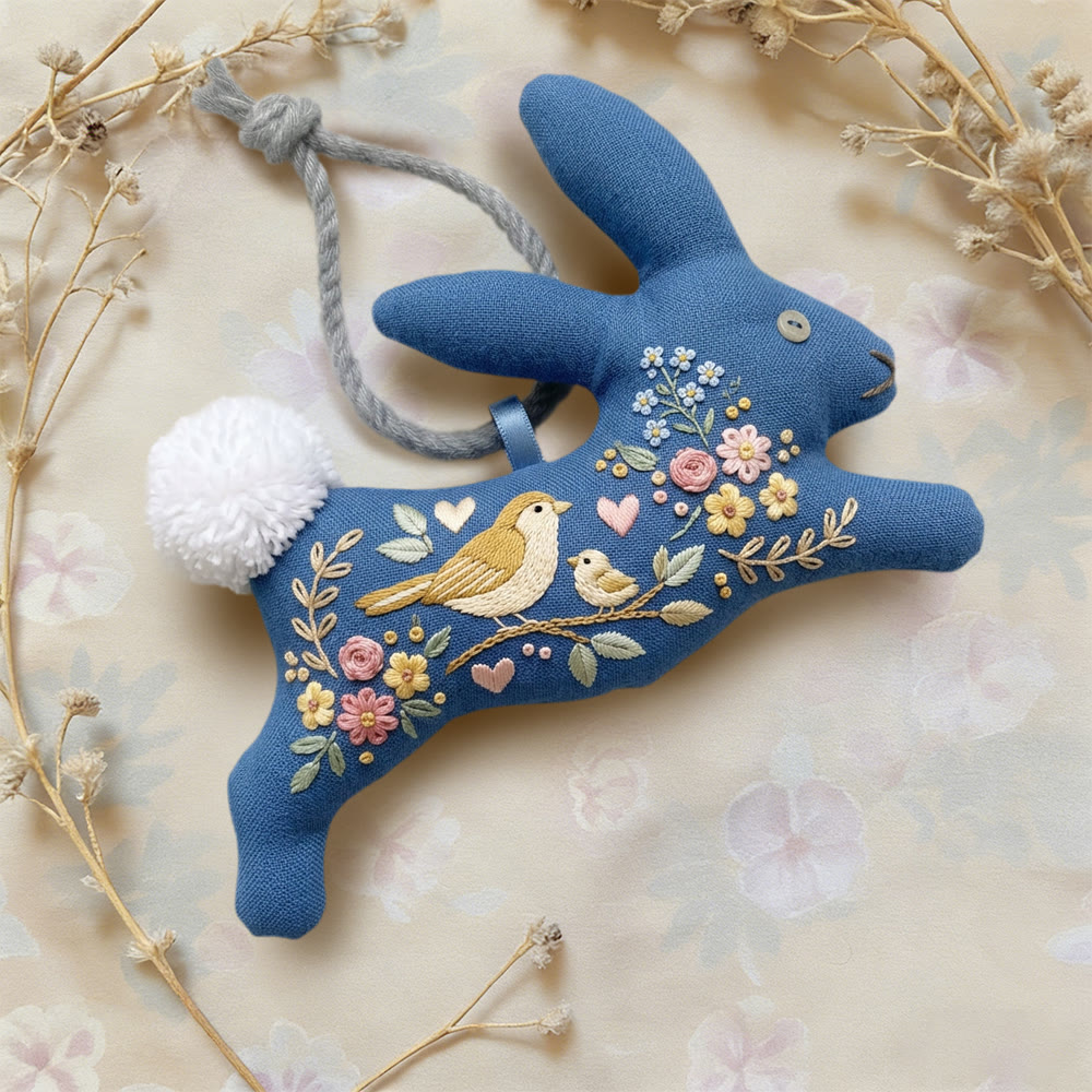 Rubbyoo Rabbit Embroidery Kit - Birds On Branch Design | Meaningful Gift For Mom | Stitched Textile Art - image 2