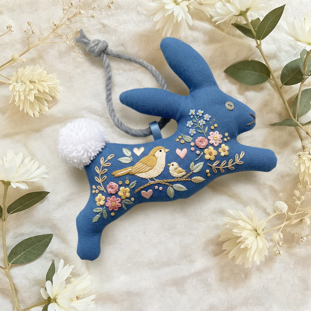 Rubbyoo Rabbit Embroidery Kit - Birds On Branch Design | Meaningful Gift For Mom | Stitched Textile Art - image 4