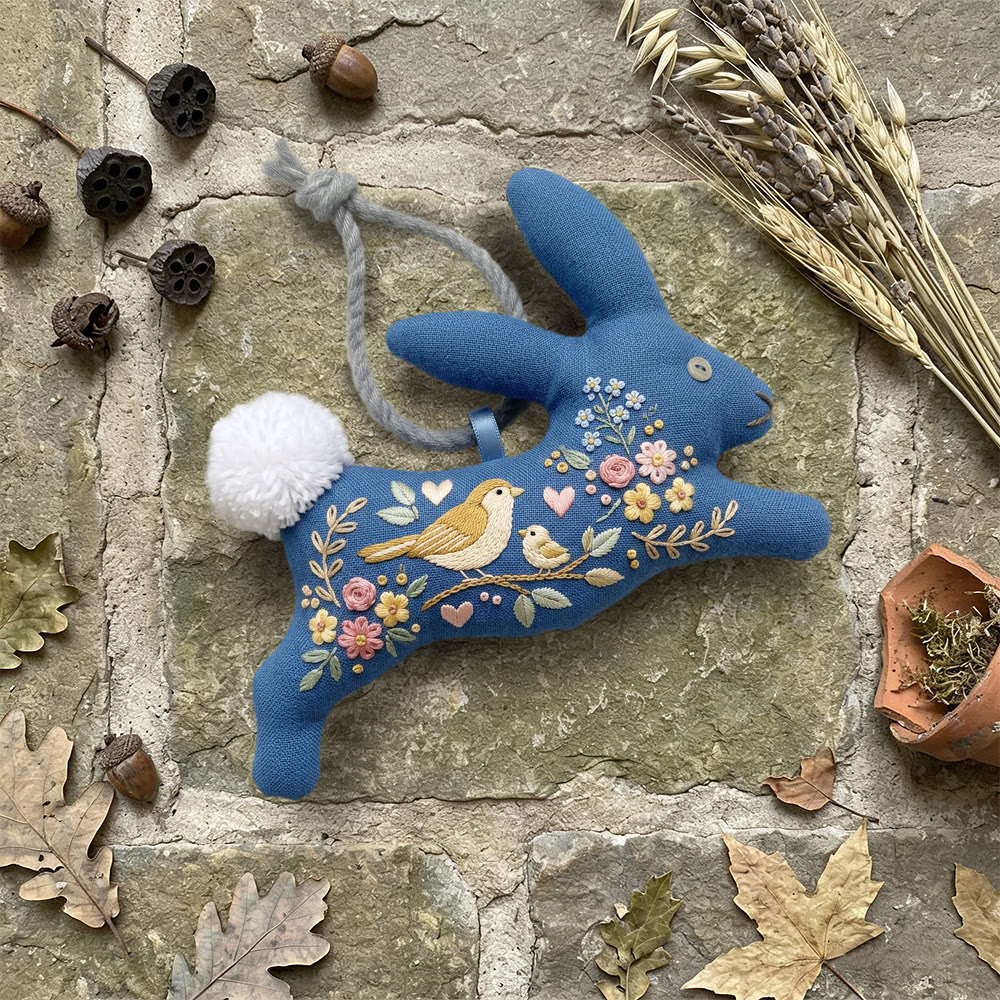 Rubbyoo Rabbit Embroidery Kit - Birds On Branch Design | Meaningful Gift For Mom | Stitched Textile Art - image 6