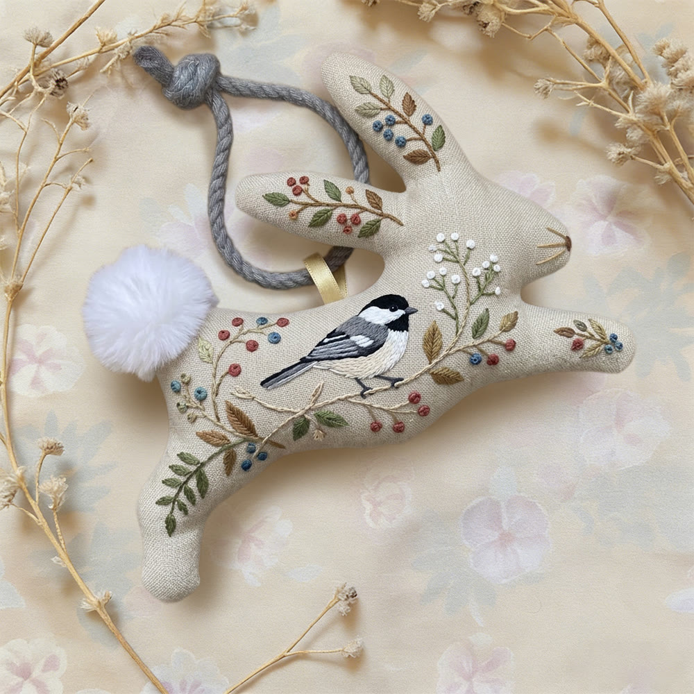 Rubbyoo Rabbit Embroidery Kit - Chickadee Bird Design | Housewarming Gift | Cottagecore Room Decor - image 2