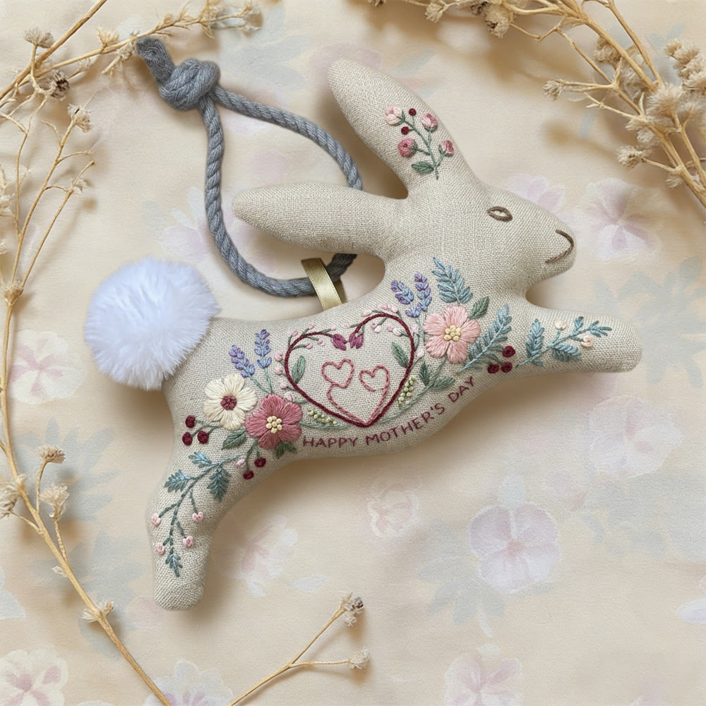 Rubbyoo Rabbit Embroidery Kit - Heart Floral Design | Motherhood Gift | Cottagecore Room Decor - image 2