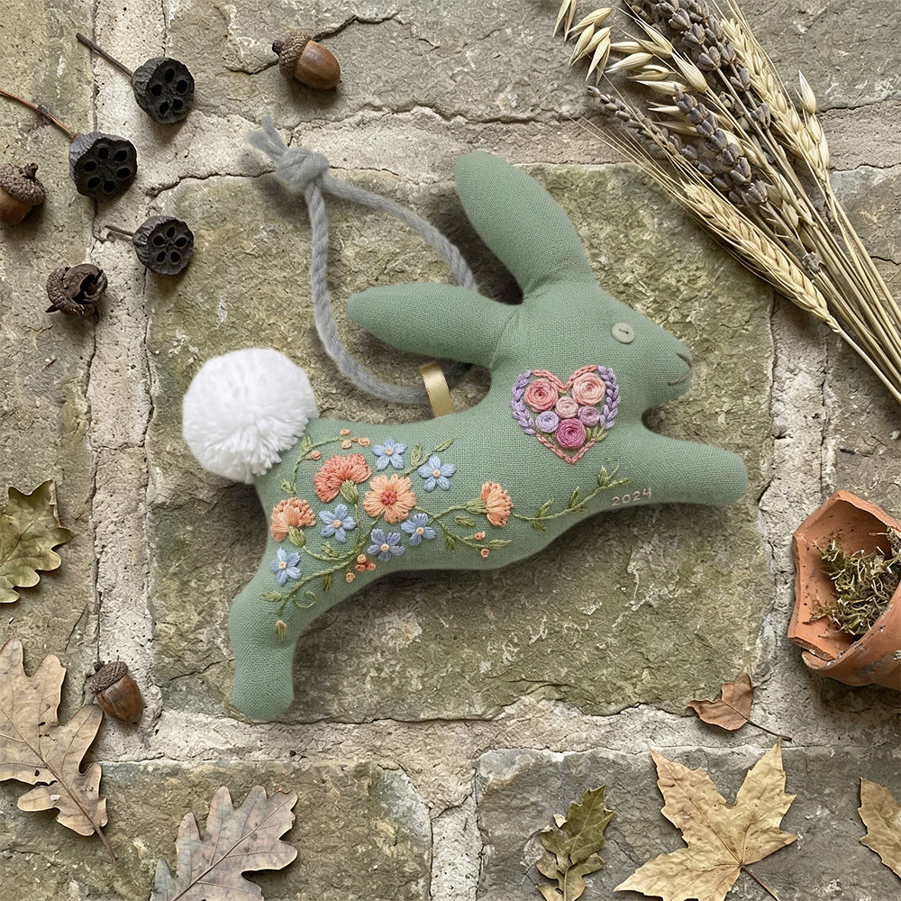 Rubbyoo Rabbit Embroidery Kit - Floral Heart Bunny | Anniversary Gift | Romantic Aesthetic Charm - image 5