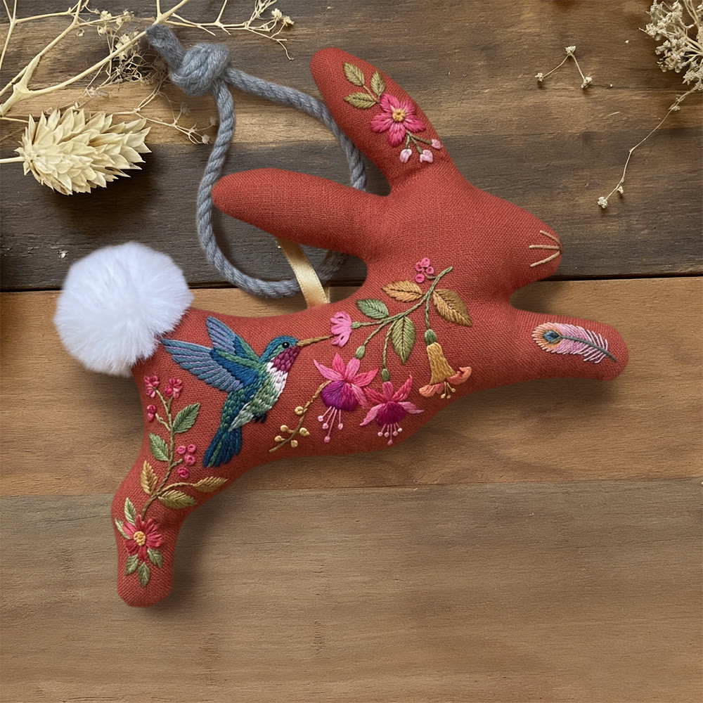 Rubbyoo Rabbit Embroidery Kit - Flying Hummingbird Design | Unique Birthday Gift | Garden Inspired Ornament - 6 inches hoop kit - image 1