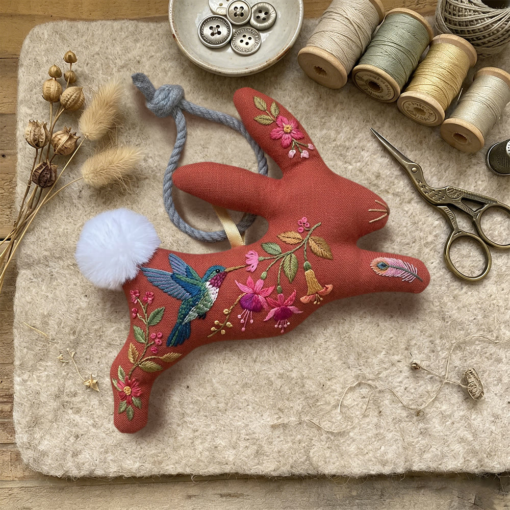 Rubbyoo Rabbit Embroidery Kit - Flying Hummingbird Design | Unique Birthday Gift | Garden Inspired Ornament - image 3