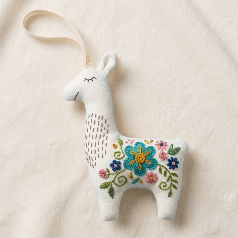 Rubbyoo Llama Embroidery Kit - Little Flower | Floral Handmade Art | Stuffed Alpaca Toy For Kid  - image 7
