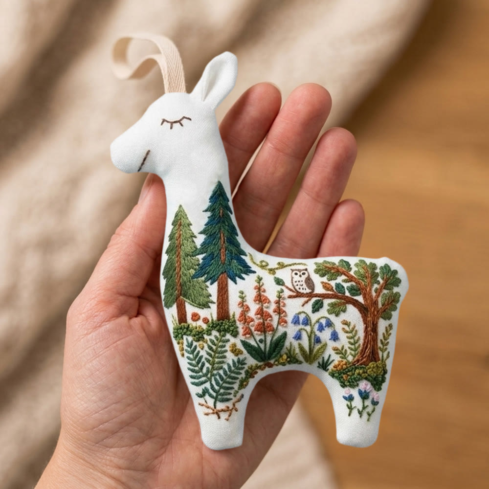 Rubbyoo Llama Embroidery Kit - Forest Scene | Wall Hanging Art | Special Handmade Craft  - image 3