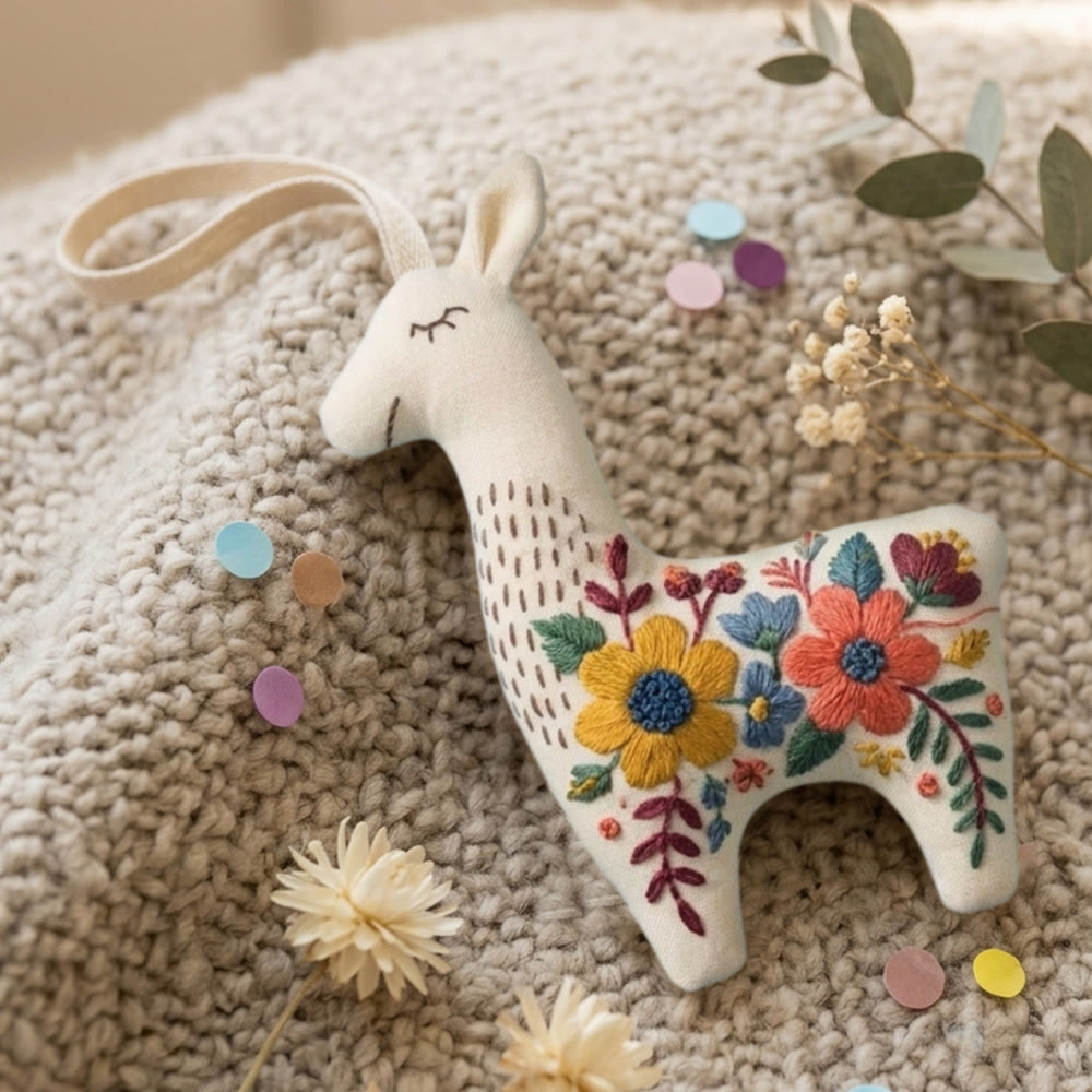 Rubbyoo Llama Embroidery Kit - Spring Blooming | Adorable Hanging Decoration | Perfect Handicraft For Mom - image 2