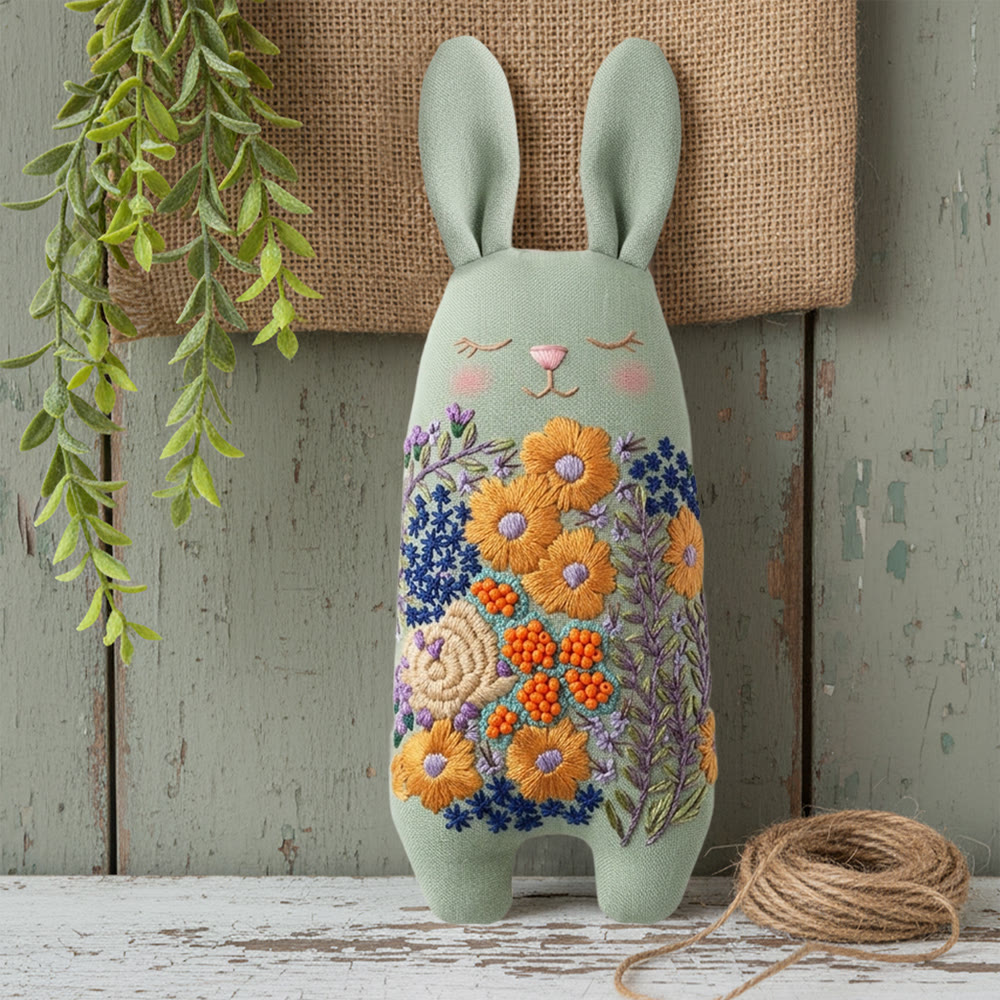 Rubbyoo Bunny Toy Embroidery Kit - Wildflower Bouquet | Hand-stitched Textile Art | Unique Keepsake Gift  - image 3